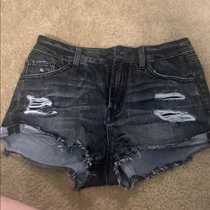 high rise black jean shorts